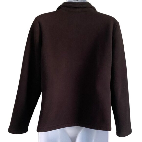 Talbots Petites 3 Button Front Black Fleece Jacket Coat Small - Picture 6 of 11